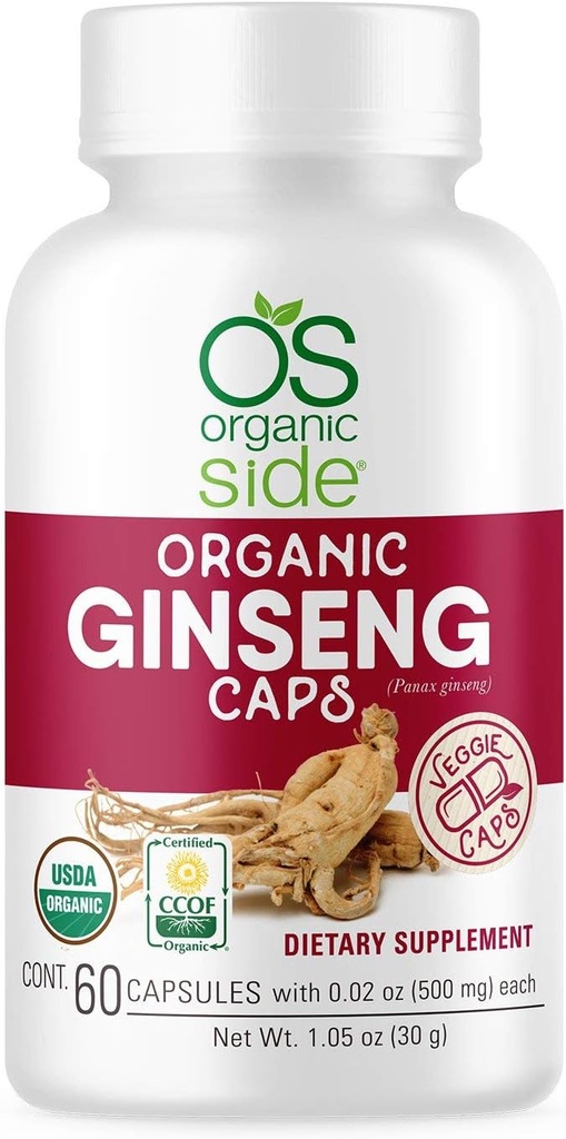 Ginseng 60 Капсули Адаптоген для боротьби зі стресом, Energy Boost, Immune Support Certified USDA Organic, Non-GMO, Vegan Supplement for Natural Wellness