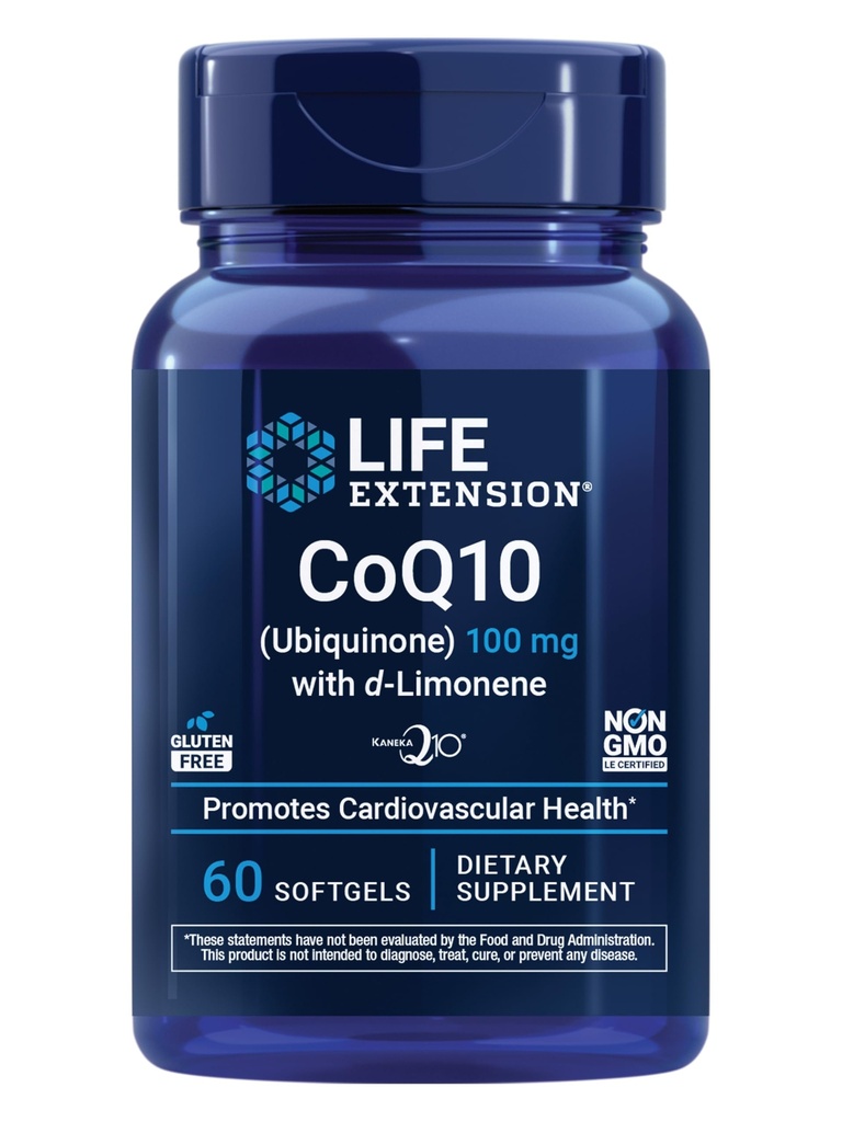 Life Extension CoQ10 (Ubiquinone) with d-Limonene – Heart Health, Fight General Fatigue, Better Absorption – Gluten-Free, Non-GMO – 60 Softgels