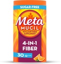 Metamucil 4 in 1 Daily Fiber Supplement Powder, Fiber Powder for Digestive Health and Regularity *, Sugar- Free, Orange, Naturally Sourced Psyllium Fiber, 30 teáskanál