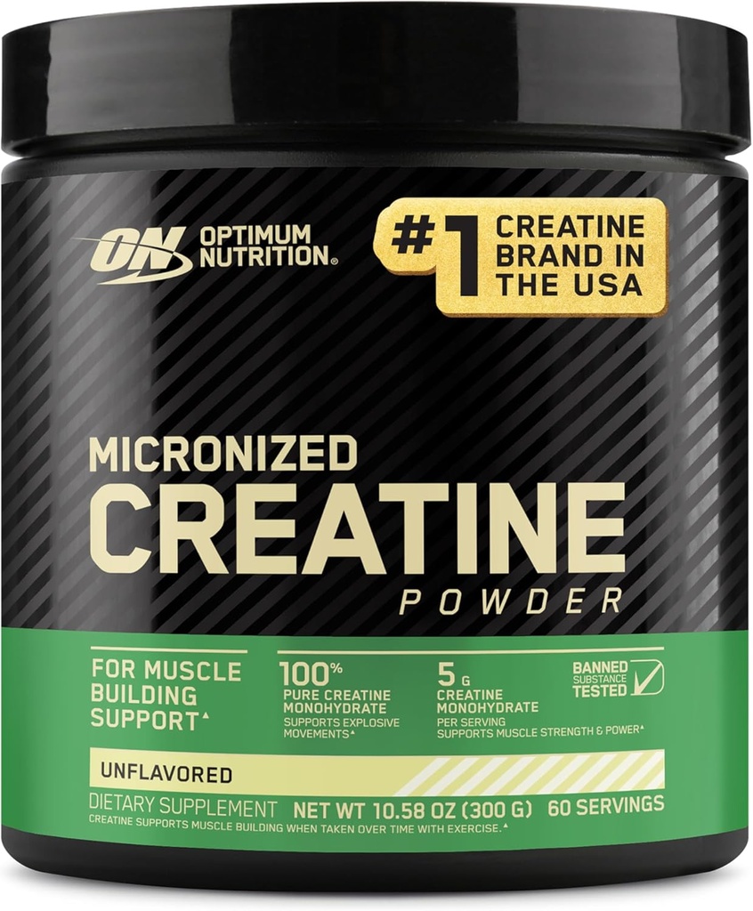 Оптимално хранене Микронизиран Creatine Monohydrate прах, неароматизирани, 60 Сервиз, 300 грама (Packing May Vary)