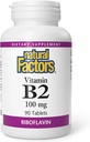 Factors naturals - Vitamina B2 Riboflavin 100mmg, implementació per a l'Energia i el Metabolisme normal, 90 taules