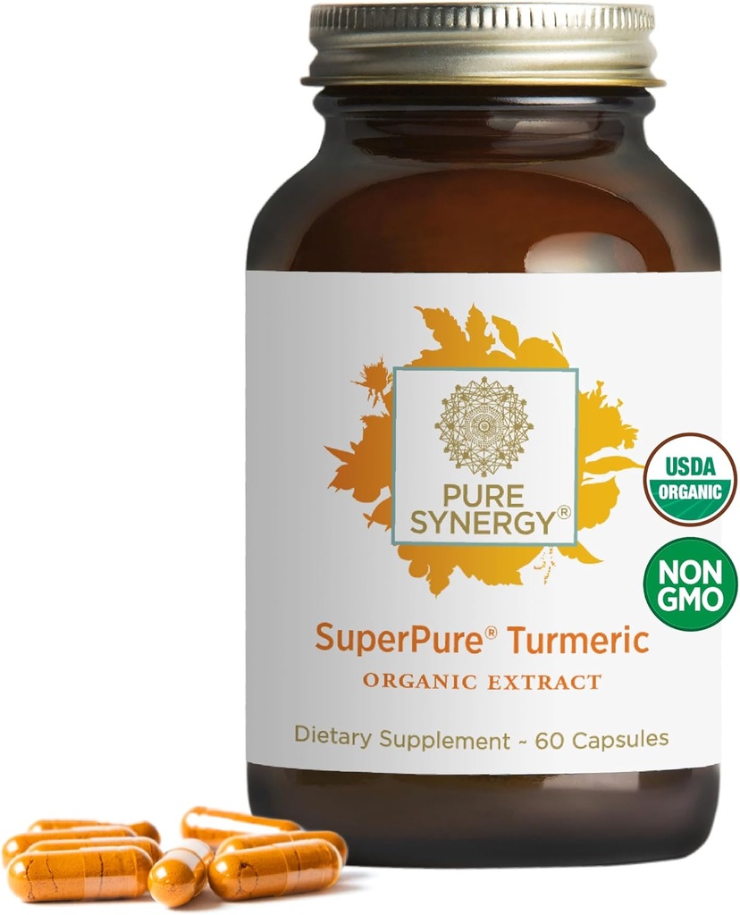 Simergy Sutra Turmeric Extract 124; Suplemen Curcumin Organik murni 124; 500 mg Turmeric Extract Capsules 12.4; Dukungan yang Mampu untuk Kesehatan Imune dan Katup Gabungan (60 Capsules)
