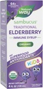 Nature's Way Sambucus Elderberry Traditional Immune Sirop for Ages 1+, Traditional Immune Support*, Antioxydant Support*, Black Elderberry Extract, USDA Certified Organic, 4 Fl Oz
