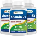 Nejlepší Naturals Vitamin D3 2000 IU (50 mcg) - 100 Tablet - 100 Days Supply - Pomáhá podporovat imunitní zdraví, silné kosti a zuby, & svalové funkce (100 Počet (balení 3))