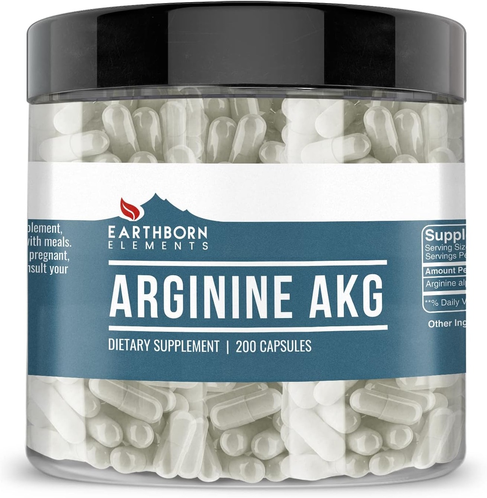 Elemen Terlahir di Bumi Arginine AAKG 200 Capsules, Murni & Undiluted, Tanpa Addonves