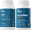 Dr Tobias Fat Burner Nightly & Adult Multivitamin stöder energi, immunitet och metabolism med Ashwagandha. 42 frukter och grönsaker med probiotika, grönt kaffeböna extrakt, icke-GMO, 30 dagars leverans