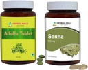 HERBAL HILLS Alfalfa Tablet and Senna Leaf Capsules Pack of 2 Combo