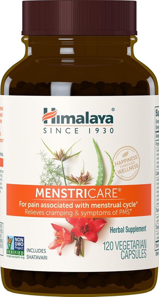 Himalaya MenstriCare, 30 päivän tarjonta - tukee PMS, Menstrual Cramp Relief, ja Hormonitasapaino naisille - Vegan, ei-GMO, Gluteenittomat, 120 kapselia
