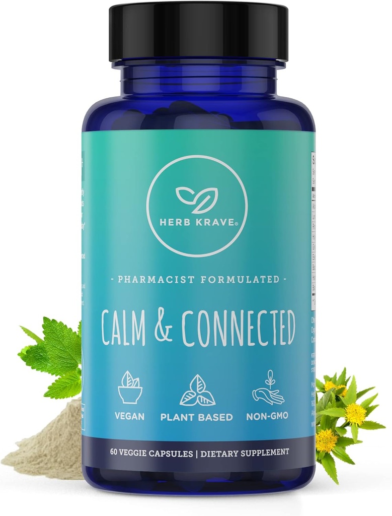 Calm & Connected - Natural Calm, Focus, Ginkgo Biloba, Ashwagandha, Rhodiola, Limon Balm -60 Kapsüller (1)