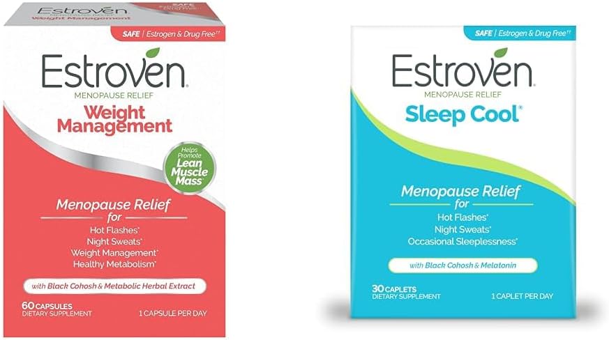 Estroven Weight Management for Menopauze Relief - 60 Ct. & Sleep Cool for Menopause Relief, 30 Ct, Sleep Supplement
