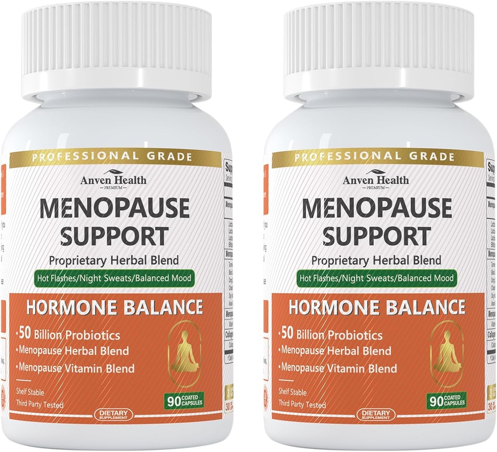 Menopause Ergänzungen für Frauen Menopause Probiotics Relief,Vitamin D3 & B6,Unterstützt Hot Flashes, Nachtschwärmen, Bloating & Gut Health mit Black Cohosh, Collagen | 180 Veggie Caps