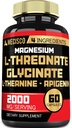 2000mg Magnesium L Threonate supplement with Magnesium Glycinate, L-Theanine " Apigenin - 60 Capsules - Positive Mood, Brain Health, Ability to remember " Muscle Growth Support