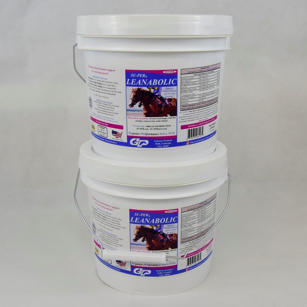 SUPER Supplément musculaire leanabolique pour chevaux - Formation et soutien à la performance pour chevaux - Supplément vitamines et minéraux pour chevaux - 4 livres, (2 paquets)