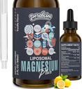 Liposomal de citrato de magnesio cae para a saúde Gut e ósos, humor e xestión do estrés, Fórmula potente con vitamina B6 e Zinc Gluconate 60ml (2.04 Fl Oz (Pack of 1)