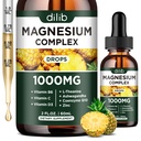 Triple Magnesium Complex Supplement, Magnesium Glycinate, Blend, Citrate Liquid Drops 1000mg with Ashwagandha, CoQ10, Vitamin B6, C, D, Zinc - Vegan Pineapple Flavor