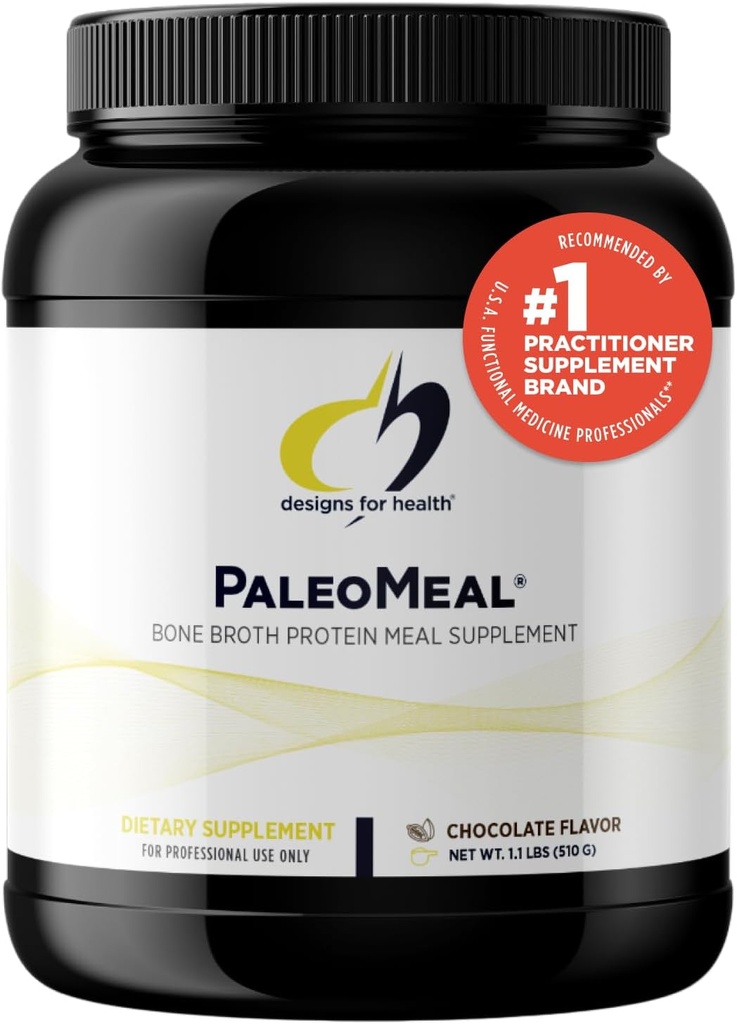 Designs for Health Pure PaleoMeal - Bone Broth Protein Powder with 17g Protein, Meal Replacement Shake Dietary Supplement with Active Folate + Chelated Minerals, Chocolate (15 Serves / 510g)