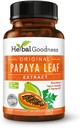 Papaya Leaf Extract Capsules 10X Indarra - 60/600mg Veg kapsulak- Odol plaka, Hezur Marrow & Spleen euskarria, Immune Gut & Super Digestive Health - Herbal Goodness (6ko paketea)
