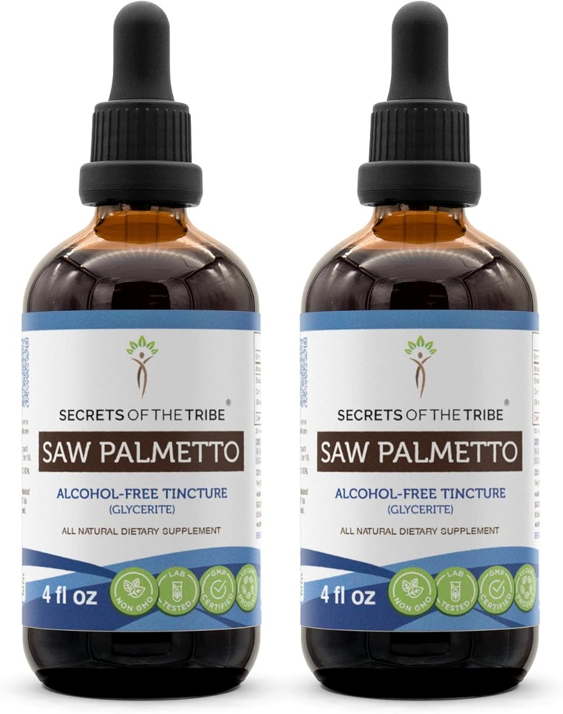 Saw Palmetto Tincture Alkohol- Free Liquid Extract, Saw Palmetto (Serenoa Repens) Tørret berry (2x4 FL OZ)
