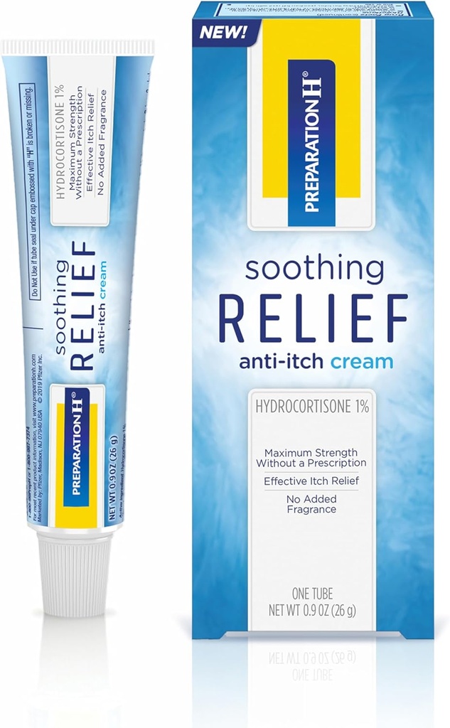 הכנת קרם H Soothing, 1% hydrocortisone קרם עבור Butt Itch הקלה - 0.9 Oz Tube