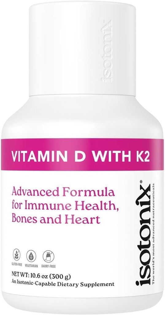Isotonix vitamin D med K2, fremmer normal beinmineral tetthet, fremmer sunne arterier, bidrar til å opprettholde bein helse, støtter immun helse, marked Amerika (90 serveringer)