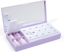 PORT X POLISH Designer Ukentlig Pille Box Arrangør (AM / PM 2X Daily, Lilac) | Kompakt, stilig 7-dagers vitamin Supplement tilfelle | Søt bærbare mini reise medisin Carrier | BPA-fri Pillbox Caddy
