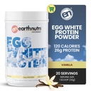 EarthNutri - Egg White Protein Powder Supplement for Pre, Intra or Post Workout, 26g of Protein Per Serving, Supports Muscle Strength & Recovery, No Artificial Additives - Vanilla 20 Servings (640g)