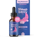 JoySpring Melatonin 1MG haurrentzako | 5HTP & L-Theanine - Sugar-Free Liquid Melatonin Kids & Teens - Child-Friendly Sleep Supplement (1 fl oz)