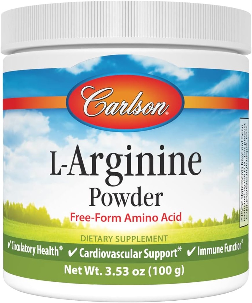 Carlson - Polvere L-Arginina, Aminoacido Free-Form, Salute circolatoria, 3.53 oz (100 g)