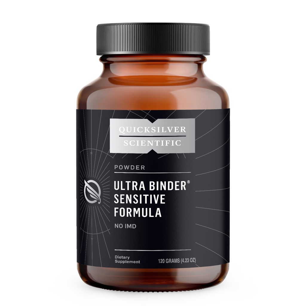 Quicksilver Scientific Ultra Binder Sensitive Formula - Gut Health Supplement with Activated Charcoal, Bentonite Clay - Cleansing Support Powder (120g)