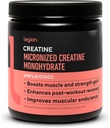 LEGION Mikronizovaný Creatin Monohydrát dodatek - Clean Creatine Powder for Muscle Gain & Post Workout Recovery - Mikronizovaný Creatin dodatek pro maximální absorpci (100 Služeb, bez příchutí)