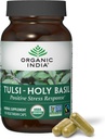ORGAANILINE INDIA Tulsi Püha basiilikapslid - Püha basiilika ekstrakt - Püha basiilikalehe lisand, taimsed lisandid, immuunsüsteemi tugi, stressi leevendamine, vegan, gluteenivaba, kosher, orgaaniline, mitte-GMO - 90 kapslit