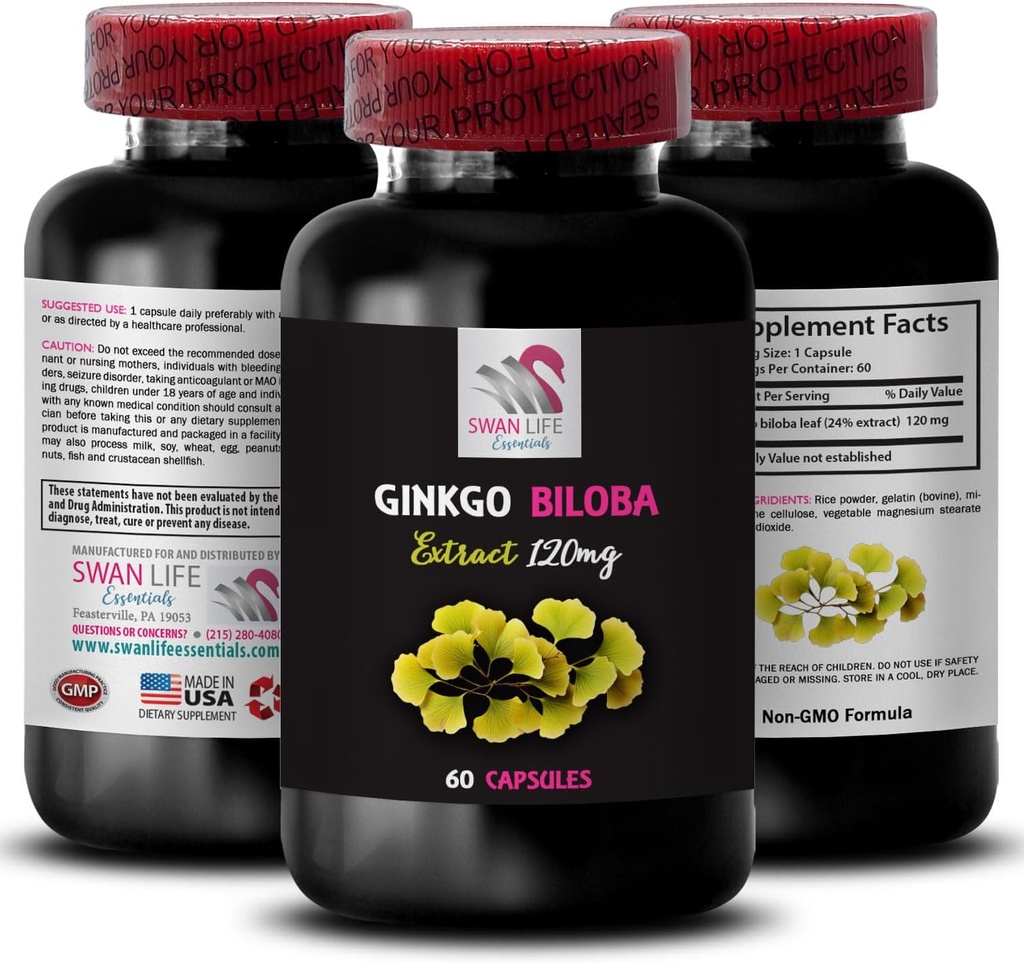Diennakts antioksidantu papildinājums - GINKGO BILOBA EXTRACT - Dabiskā antioksidanta formula, Ginkgo biloba pulveris, Botāniskais labsajūtas atbalsts, augu ekstrakta priekšrocības, Ginkgo biloba deva 1 pudele 60 kapsulas