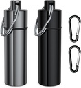Rejilla pequeña,(2 Pack+2*Carabiner Clips) Keychain Pill Holder Portable Mini Container Container Metal Case Bottle with Keyring