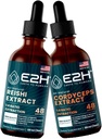 E2H: Reishi i Coryceps Extreu - Energia, Longevitalitat, Energia, Energia, implementació de Stamina i Imne - No-GMO, Vegan - 2 Oz GO cada Oz (4 Oz Total) - Paquet