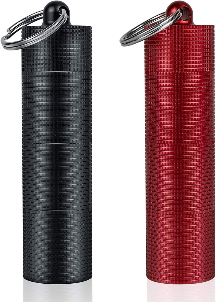PPFISH 2 PCS Kannettava päivittäin pilleri tapauksessa, 3 Osat Alumiiniseos vedenpitävä pilleri laatikko Jakaja, Pieni tasku pilleri kontti, Keychain pilleri fob, Matka pilleri haltija miehille Naiset