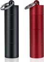 PPFISH 2 PCS Φορητή υπόθεση ημερήσιων χαπιών, 3 διαμερίσματα κράμα αλουμινίου Αδιάβροχη θήκη χαπιών, μικρό δοχείο χαπιών τσέπης, Keychain Fob, κάτοχος ταξιδιών για άνδρες γυναίκες