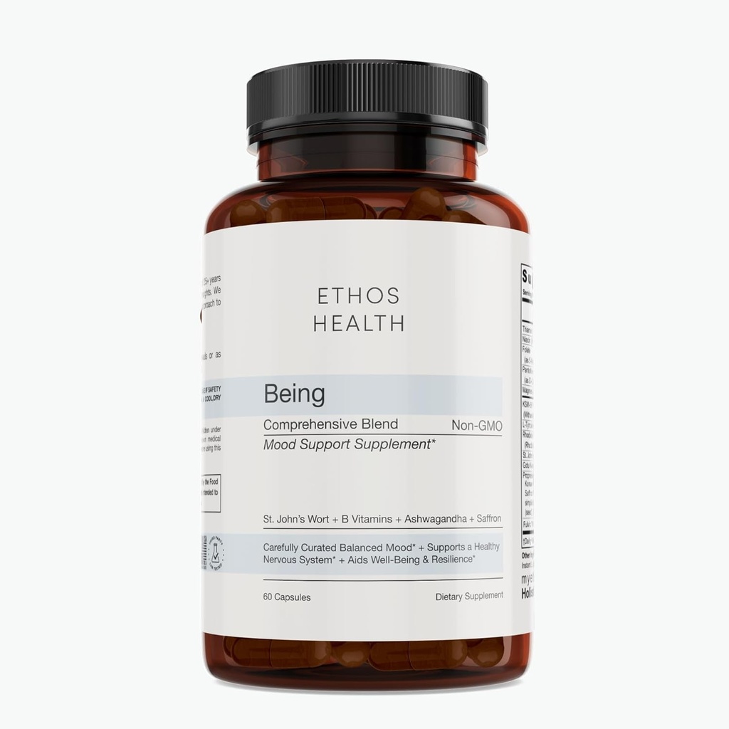 무드 지원 Vegan 캡슐 – 유기 KSM‐66 Ashwagandha, 세인트 존의 Wort, Rhodiola, Saffron, Panax Ginseng & L‐Tyrosine – 자연 감정 균형, 에너지 및 초점 – 60ct