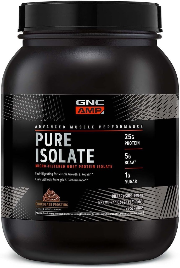 GNC AMP Puro isolate Whey Protein - Chocolate Frosting (28 Servings)