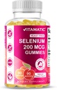 Vitamatic Yeast Free Selenium Gummies 200mcg as Selenomethionine supplement Essential Trace Mineral with Superior Absorption 90 Pectin Based Gummies