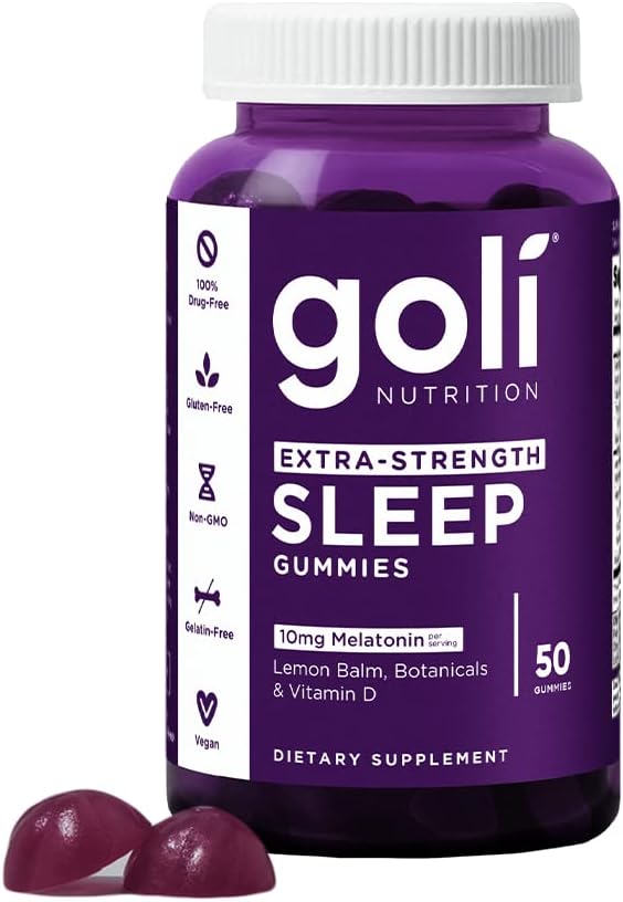 Goli toitumisalane täiendus, ekstra tugevusega unekumm 10mg melatoniin - 1 Pack 50 Count - gluteenivaba, vegan, mitte-GMO ja želatiin-vaba