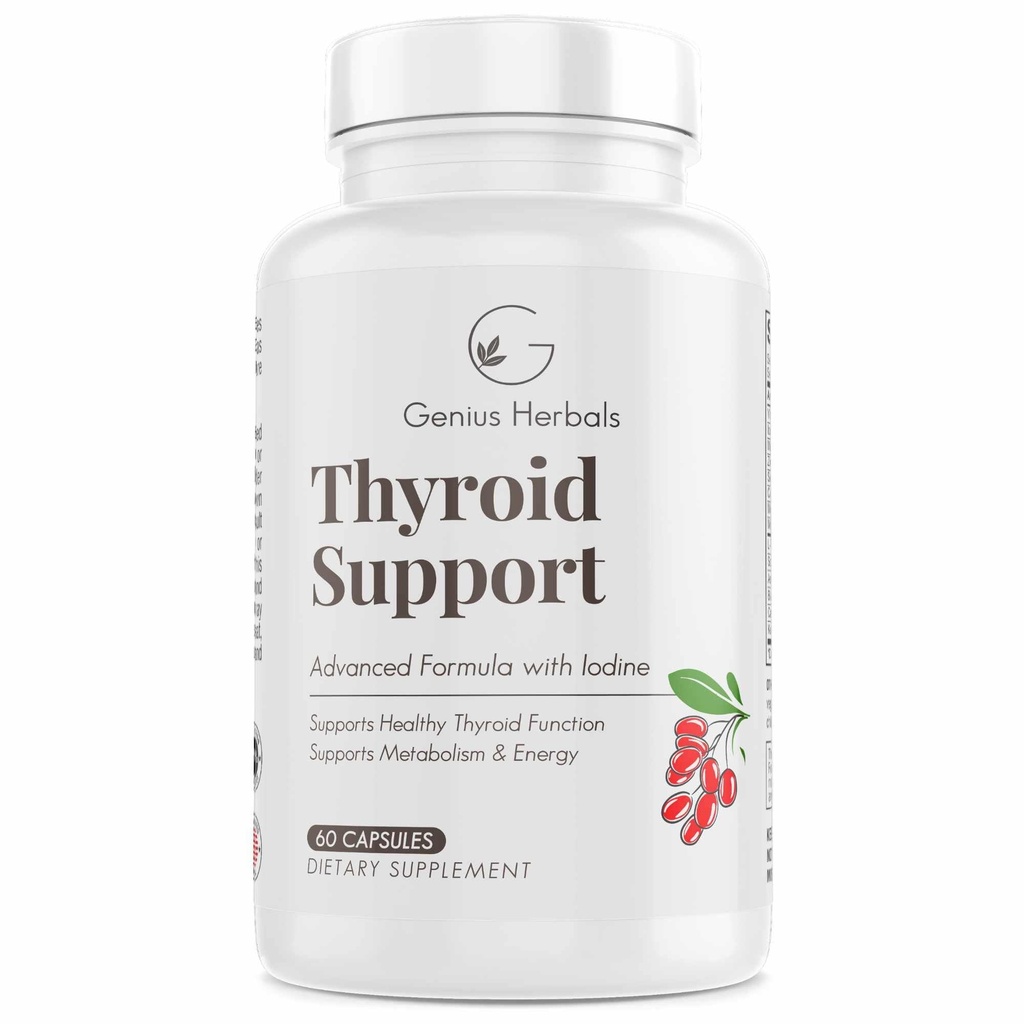 Thyroid Support - Advanced Formula with Iodine, Supports Metabolism & Energy, Supports Healthy Thyroid. Non-GMO Thyroid Supplement - 60 Capsules