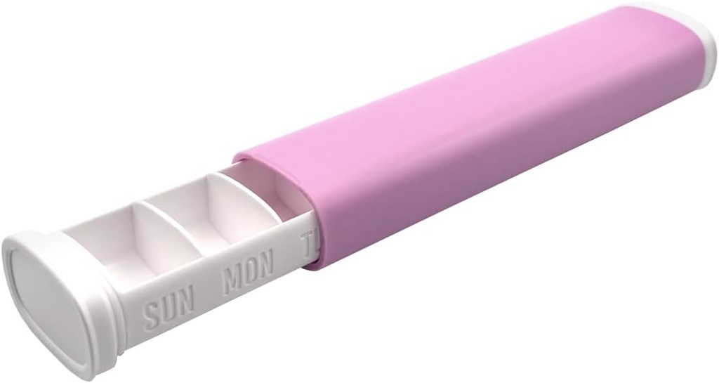 EZY DOSE Pořadatel skluzavky, Medikace Skladování Pouzdro s odolným BPA-Free Plastové s plastovým exteriérem, Velké 7denní týdenní kompartmenty, Tablety, Vitamíny, Kompaktní, 6.5-Inch, Pink