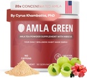 Amla Powder & Green Tea Superfood Supplement mit Hibiscus, 20x Ultra Concentrated Amla, Antioxidant Support, Hergestellt mit Oolong Tee und indischen Gänsebeeren, Organisch, Vegan, Hibiscus, 90 Servietten