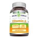 Amazing Formulas Vitamin A 10000 IU Supplement | as Retinyl Palmitate | 3000 Mcg | Softgels | Non-GMO | Gluten Free | Made in USA (1 Pack, 500 Count)