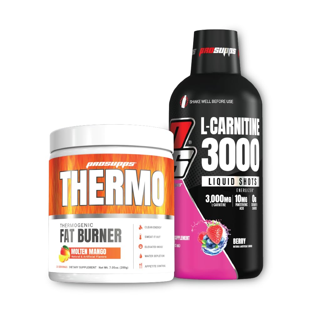 PROSUPPS Thermo Fat Burning Thermogenic Powder Molten Mango and 3000 L-Carnitine Berry - Weight Management and Pre Workout - Energy, Mood, Appetite Control
