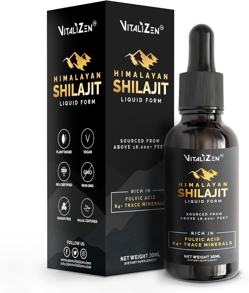 Shilajit Pure Himalayan Organic Drops | 100% Natural Liquid Shilajit Drops | для детоксикации, иммунной поддержки, энергии | Гималайская Shilajit Liquid Drops with Fulvic Acid and Trace Minerals | 30 мл