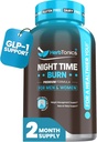 Herbtonics Night Time Burn & Sleep Complex soutient le métabolisme nocturne, le stress et le sommeil profond. Comprend Melatonine, Valérien et Thé Vert – Vegan Bedtime Weight Management (60 Capsules)