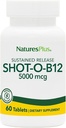 Natures Plus Shot-O-B12 (Methylcobalamine), Sustained Release - 5000 mcg, 60 Vegetarische tabletten - High Potency, Fast Acting B12 Supplement - Memory & Energy Booster - Glutenvrije - 60 porties