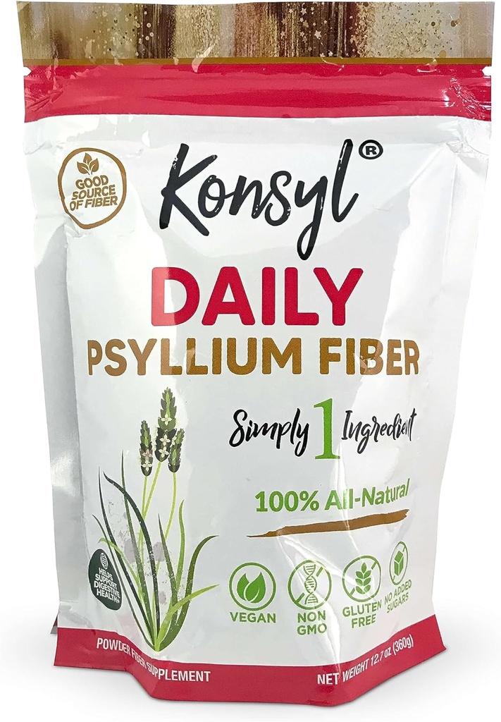 Konsyl Daily Psyllium Fiber 360g / 12.7oz - Non- GMO, Vegan, Keto- Friendly, Fiber Supplement Powder - Supports Digetical Health