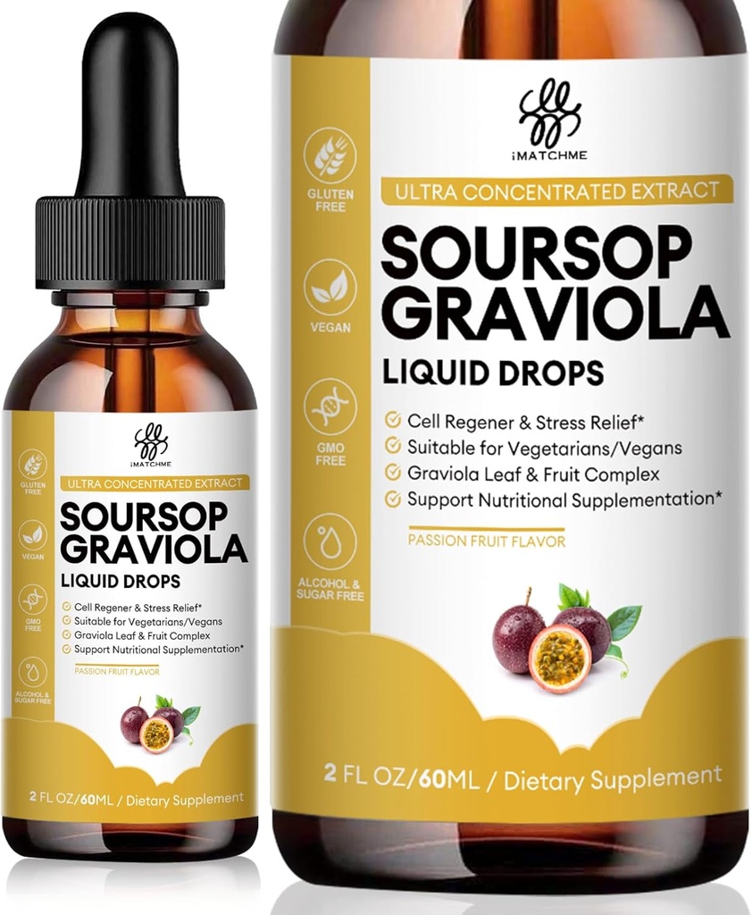 IM WappingExop Graviola per a Digestion, suport de salut i sonidor, Gotrop Extraid d'Oquid Gravilaaf i Frufa, Sugar/Cafine/Guten Free, Passion Flavor, 2 Oz